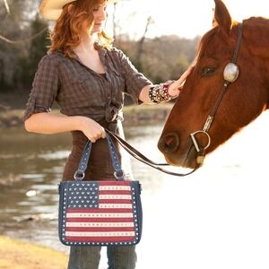 Montana West American Pride Studded Tote Concealed Weapon Tote Satchel Bag
